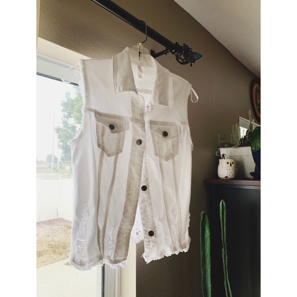 Xhilaration Jackets & Blazers - Distressed White Denim Vest